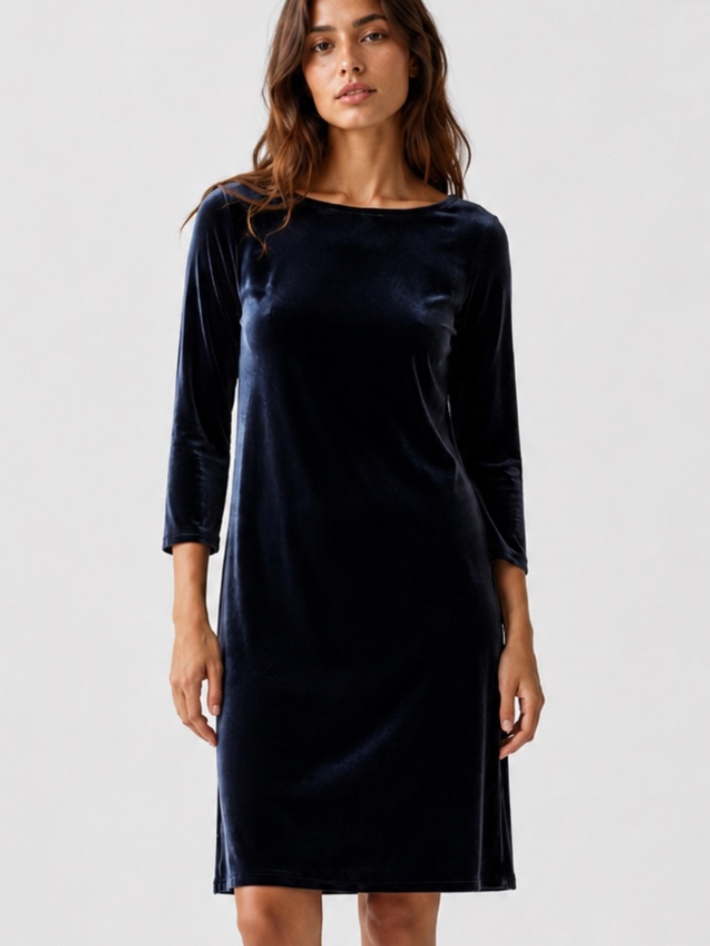NWT J. Crew Velvet Long Sleeve Dress in Blue